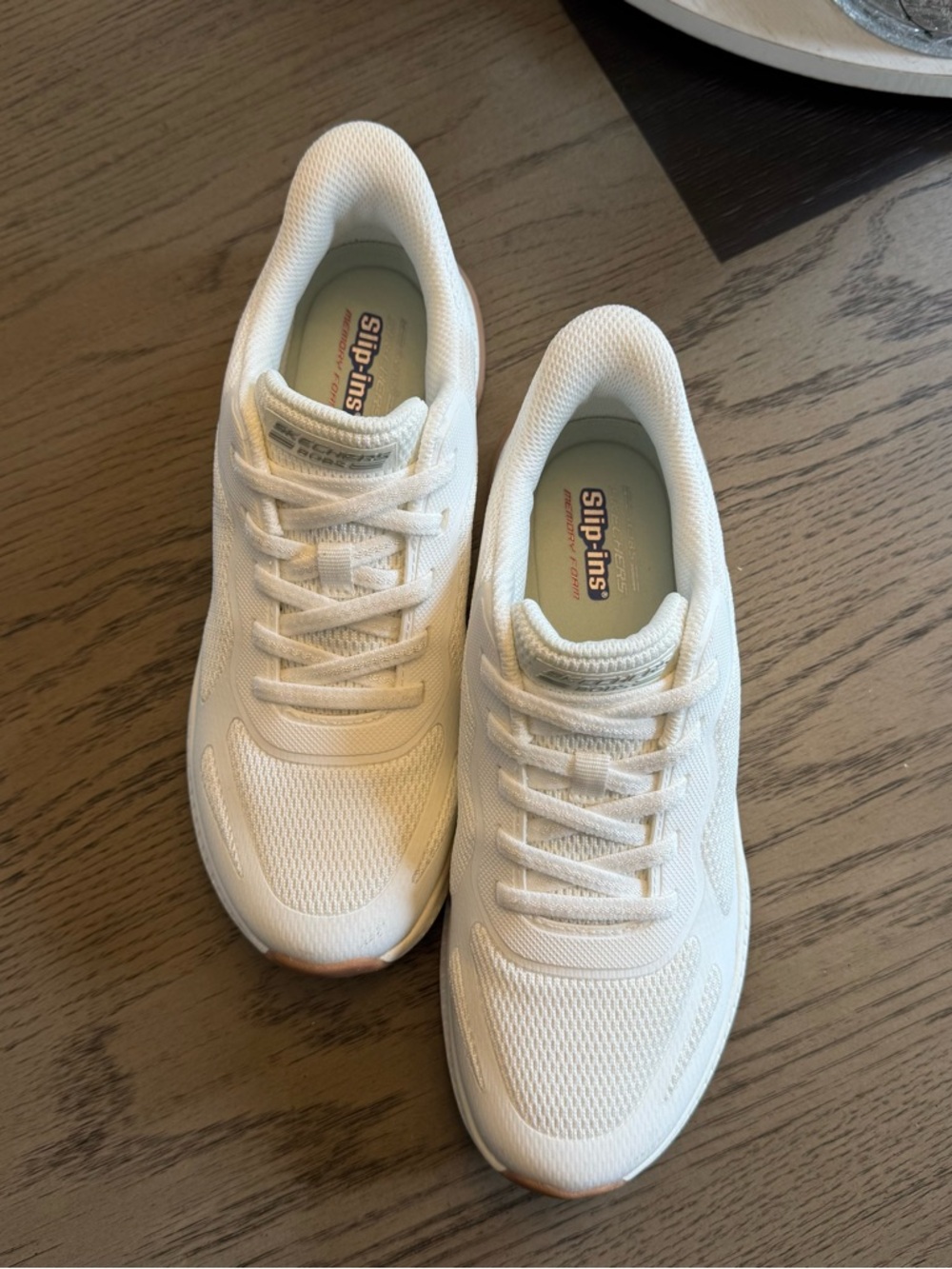 Skechers White Mesh Slip-In Memory Foam Sneaker